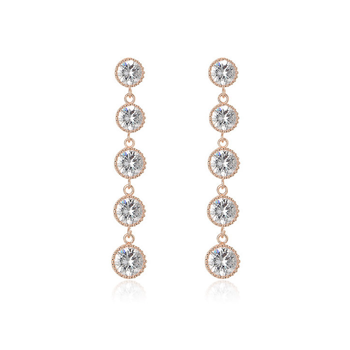 Fine Elegant Long Rhinestone Bride Earrings